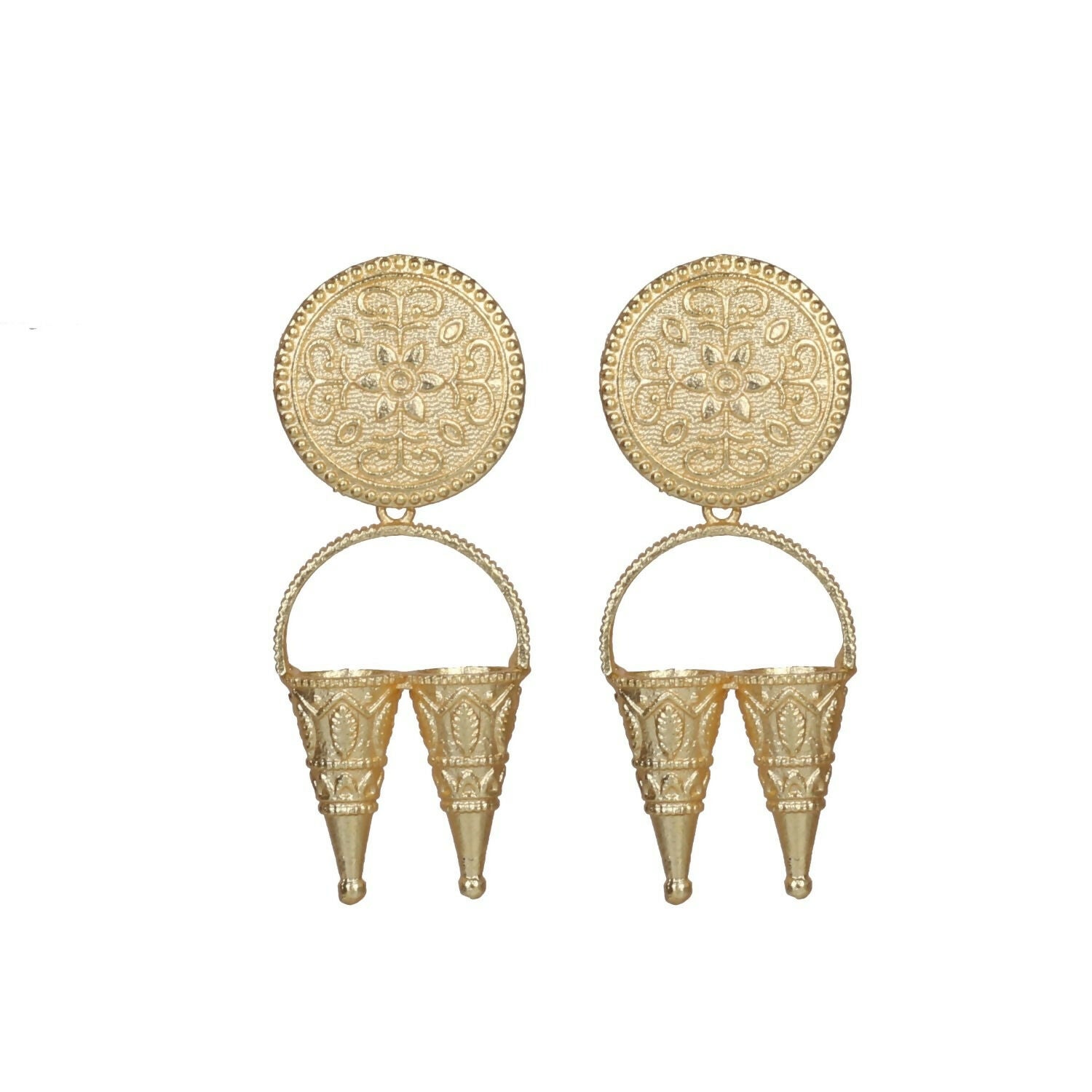 Joban Fashion Women Matte Gold Brass Earrings | Swadesiicart