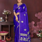 Joban Fashion Royal Blue Floral Motifs Banarasi Silk Sarees | Swadesiicart