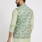 Ethnic India Blue Bundi Men's Jacket Geometric Polyester | Swadesiicart