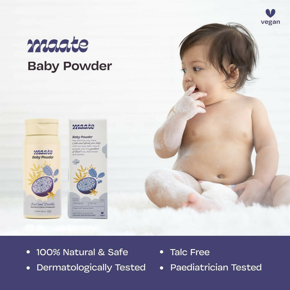 Maate Talc Free Natural & Ayurvedic Baby Powder - Swadesiicart