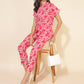 Janasya Women's Pink and White Cotton Printed Casual Regular Co-ords - Swadesiicart