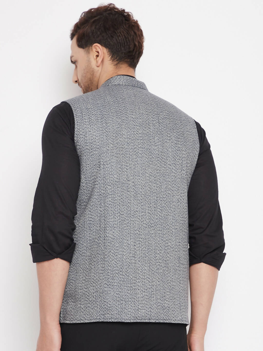 Even Apparels Grey Merino Men Woven Nehru Jacket PW689 | Swadesiicart