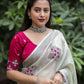 Green Pure Linen Ethnic Motifs Saree with Unstitched Blouse - Hiral Fashion | Swadesiicart