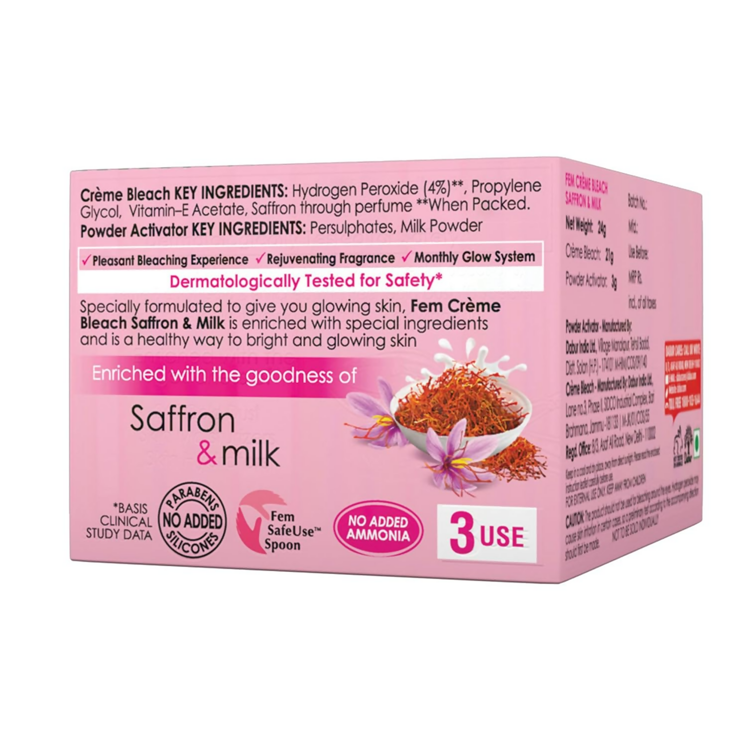 Fem Fairness (Saffron & Milk) Creme Bleach - Swadesiicart