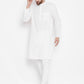 Even Apparels White Color Pure Cotton Band Collar Men's Kurta | Swadesiicart