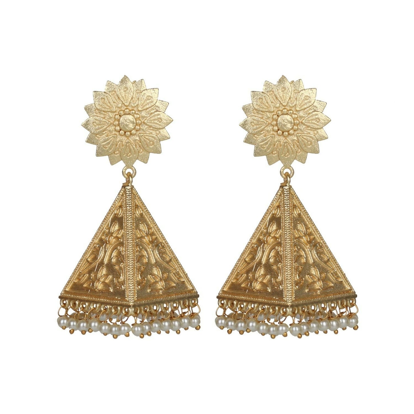 Joban Fashion Women Matte Gold Brass Earrings | Swadesiicart