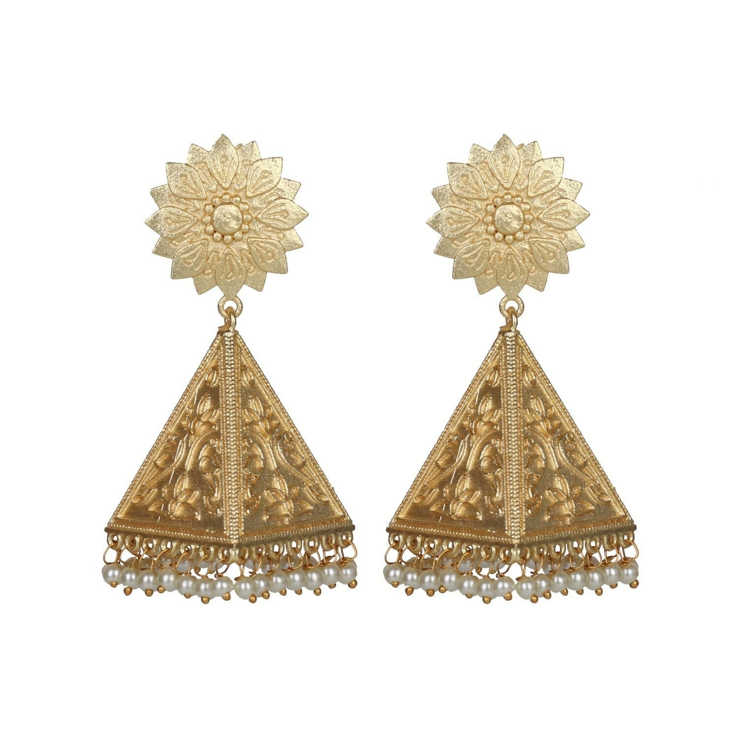 Joban Fashion Women Matte Gold Brass Earrings | Swadesiicart