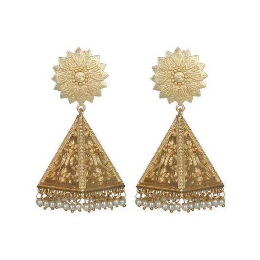 Joban Fashion Women Matte Gold Brass Earrings | Swadesiicart