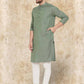 Even Apparels Cotton Linen Green Kurta - Green | Swadesiicart