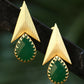Joban Fashion Women Green Stone Matte Gold Earrings | Swadesiicart