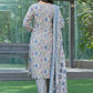 BulBul Fashionista Grey Floral Cotton Kurta Set with Dupatta - Swadesiicart