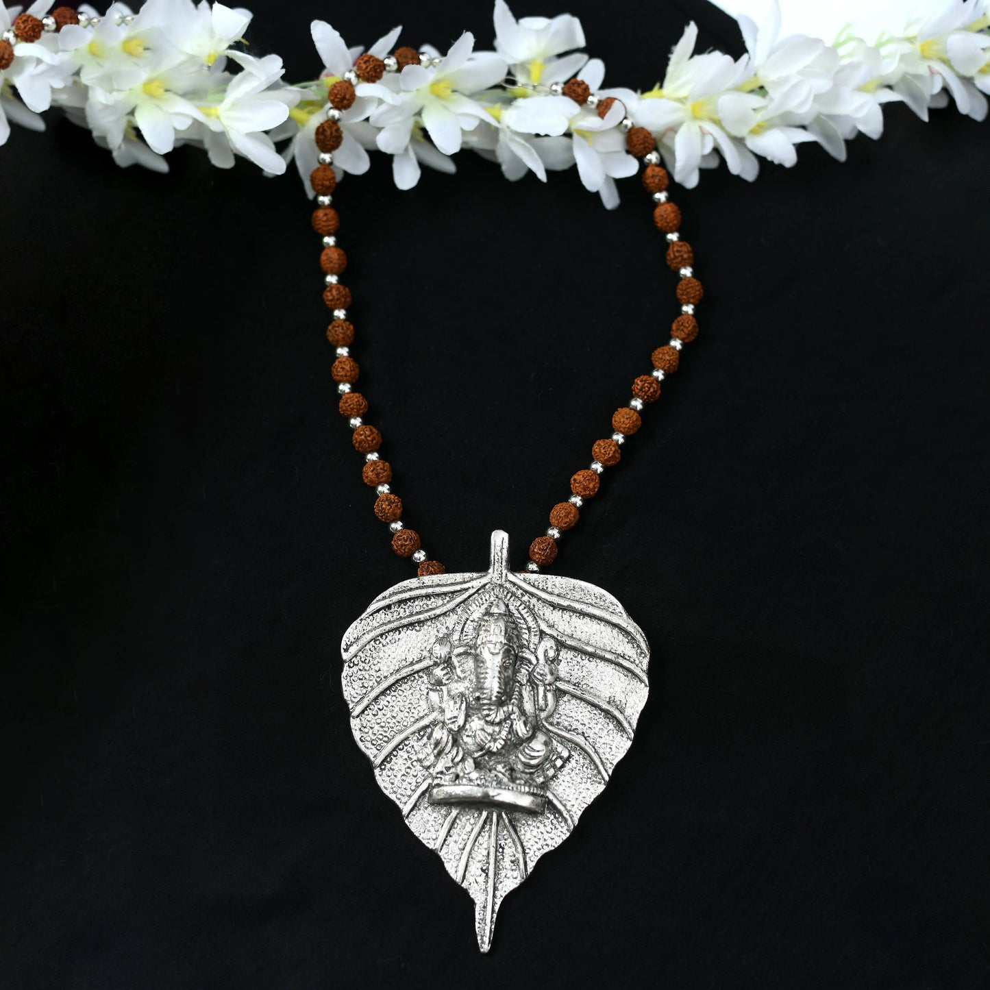 Mominos Fashion Johar Kamal Oxidised Silver-Plated Brass Finish Ganesha Long Necklace For Women | Swadesiicart