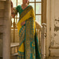 Vishnu Weaves Women's Yellow Banarasi Silk Kalamkari Zari Woven Saree with Blouse - Swadesiicart