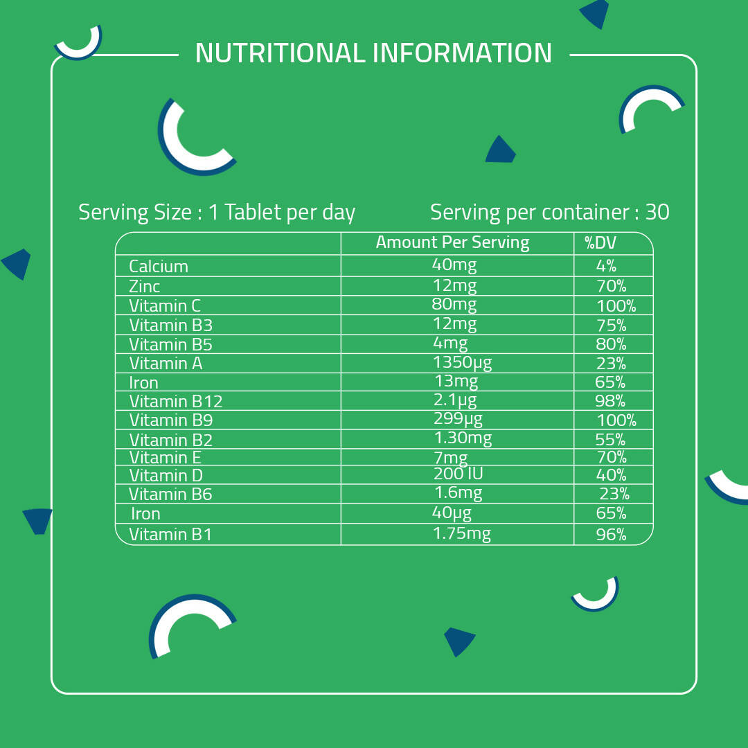Laurik Multivitamin Supplements For Women | Vitamin A, C, D ,E With B Vitamins, Iron, Zinc And Calcium Tablets | Swadesiicart