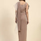 Light Brown Lycra Solid Ready to Wear Saree with stitched Blouse - Nita | Swadesiicart