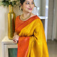 DEIANA'S Beautiful Designer Golden zari Soft Lichi Silk Saree - Yellow - Swadesiicart