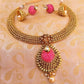 Multicolor Antique Pink Necklace With Earrings