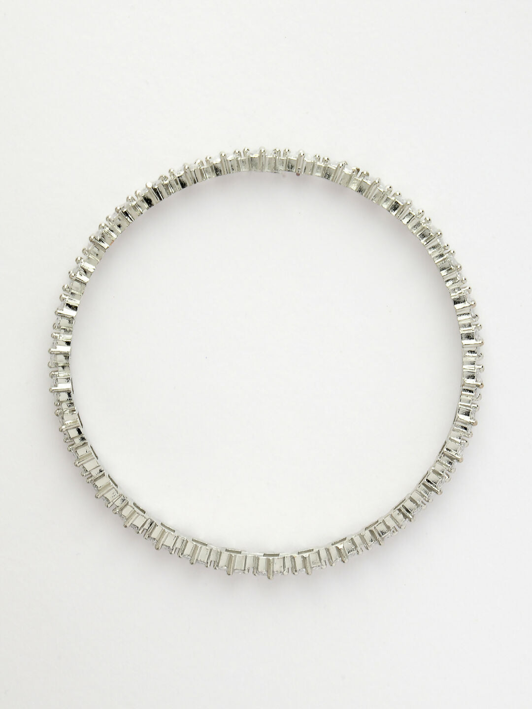 NVR Women's Set of 4 Silver-Plated CZ Stone-Studded Handcrafted Bangles - Swadesiicart