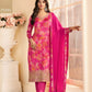 Anaita Magenta Chinon Stitched Suit with Multi Digital Print