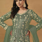 Pant Style Sage Green Embroidered Net Wedding Anarkali Suit - Emponline | Swadesiicart