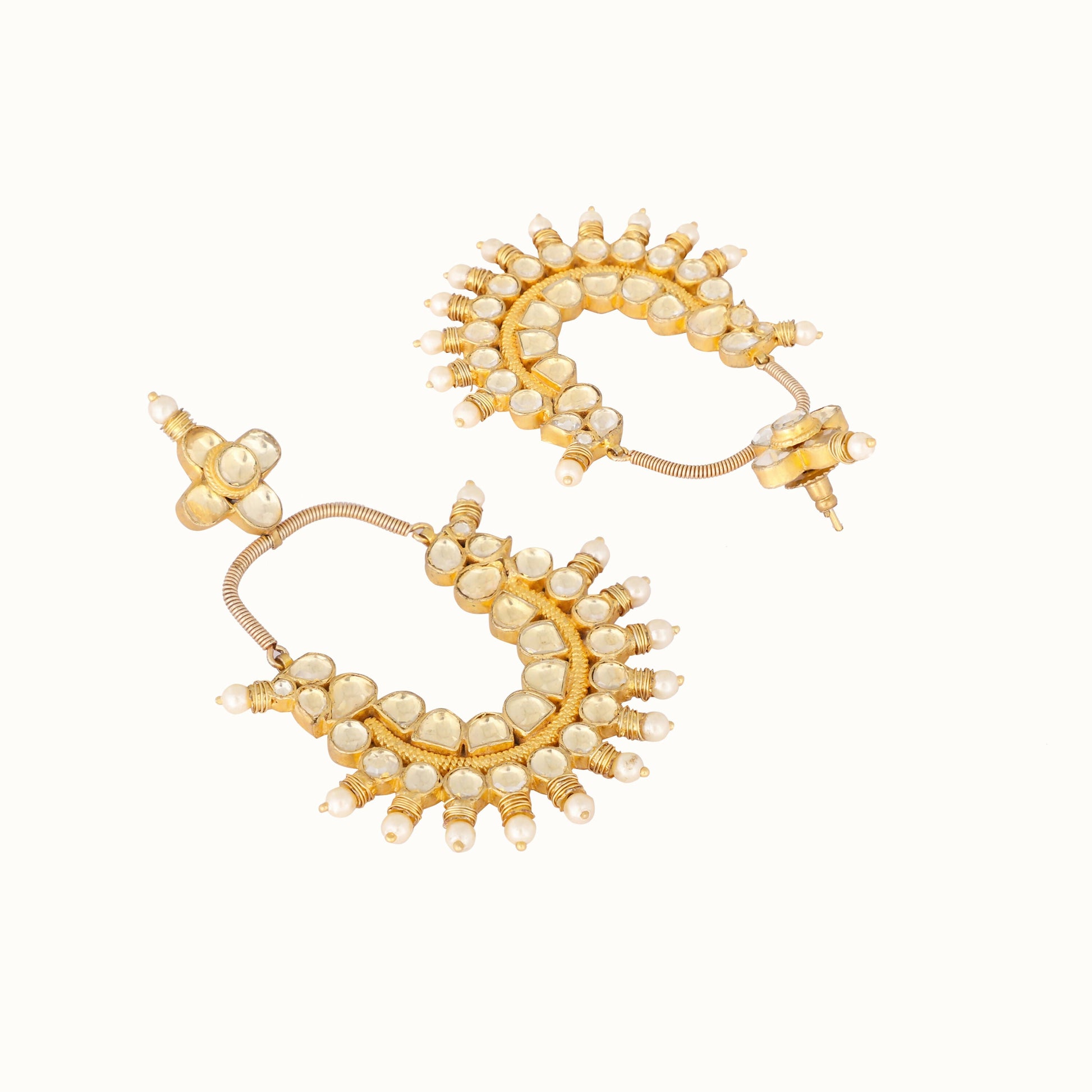 Nuyug 22k Gold Plated Royal Pearl Accent Kundan Earrings | Swadesiicart