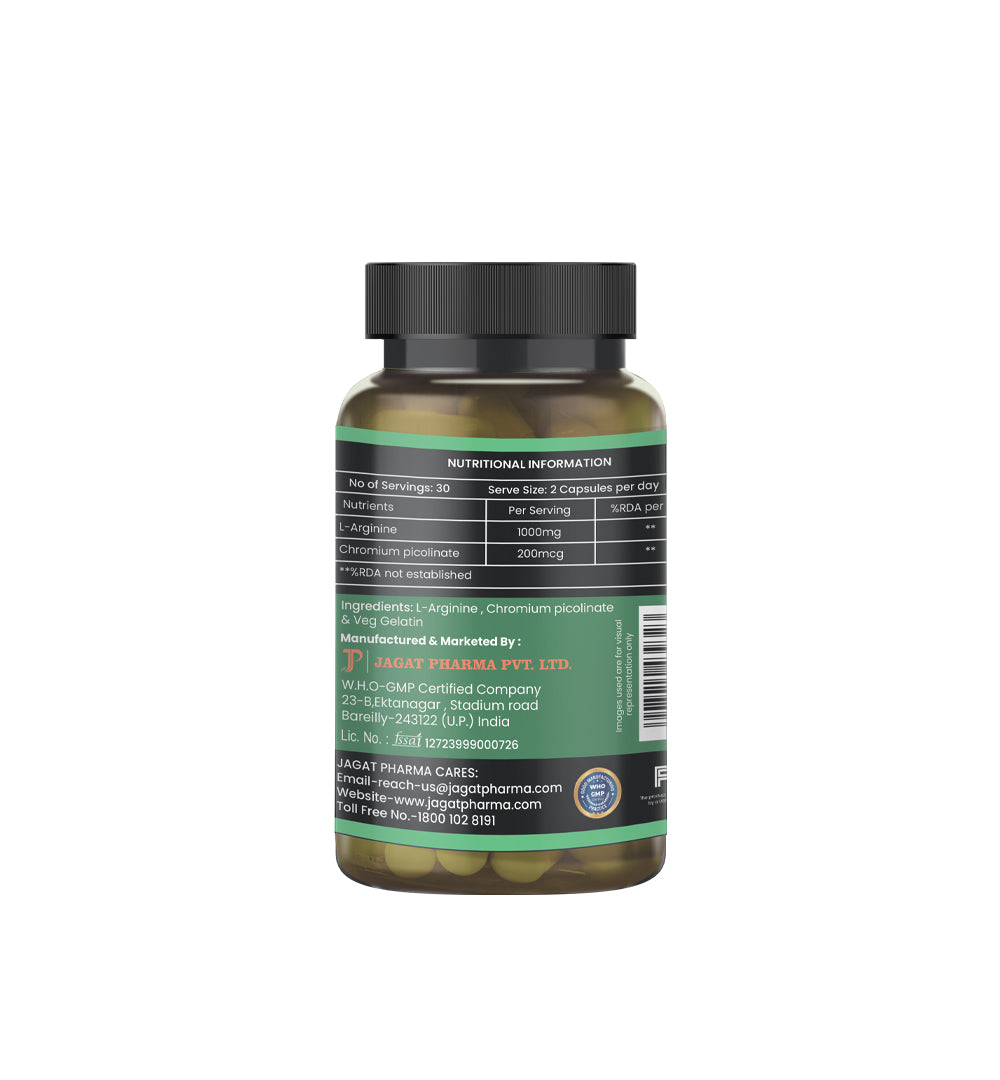 Jagat Pharma L-Arginine 1000mg Capsules | Swadesiicart