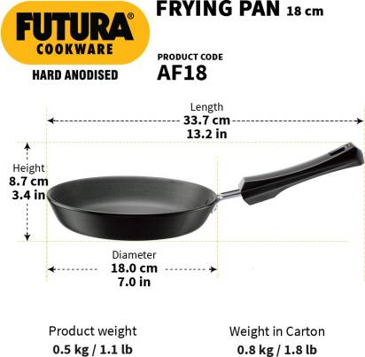 Hawkins Futura Hard Anodised Frying Pan 18 cm Diameter (AF18) - Swadesiicart