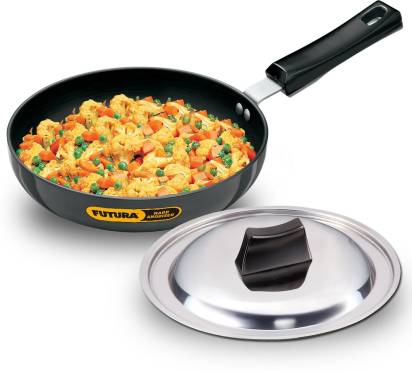 Hawkins Futura Hard Anodised Frying Pan 22 cm Diameter with Lid 1 L (AF22RS) - Swadesiicart