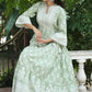 Juniper Women's Green Cambric Floral Printed Maxi Tiered Dress | Swadesiicart