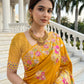 Aastha Fashion Mustard Premium Russian Silk Designer Floral Position Print Saree