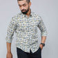 Miravan Men's White & Blue Floral Print Cotton Regular Fit Shirt | Swadesiicart