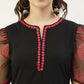 FIORRA Women's Black Crepe Straight Kurta Palazzo Set With Dupatta - Swadesiicart