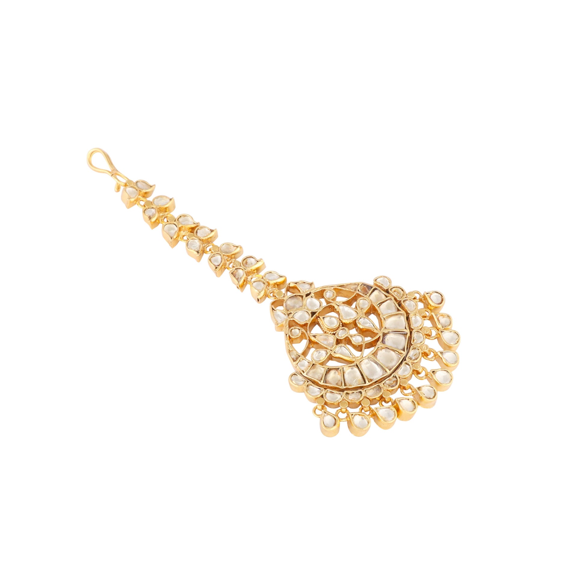 Nuyug 22K Gold-Plated Kundan Studded Maang Tikka Head Jewellery | Swadesiicart