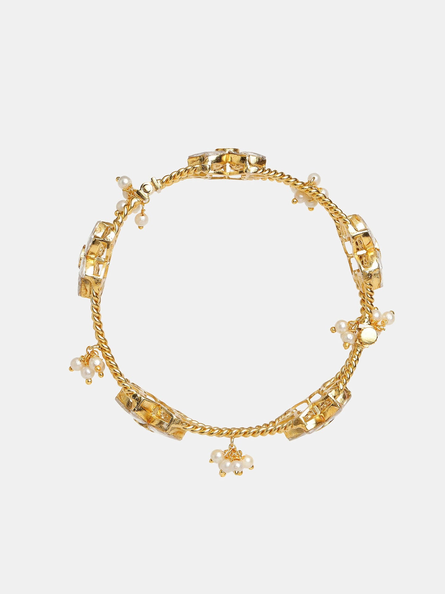 Ruby Raang 22k Gold Polished Kundan Bracelet | Swadesiicart