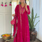 The52 Rani Women's Beautiful Embroidered Work Vichitra Silk Fabric Straight Kurta Pant and Dupatta Set - Swadesiicart