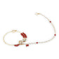 Gold-Polished White Red Stone-Studded Pearl Beaded Nosepin - Ruby Raang | Swadesiicart