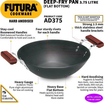 Hawkins Futura Flat Bottom Kadhai 30 cm Diameter 3.75 L (AD375) - Swadesiicart