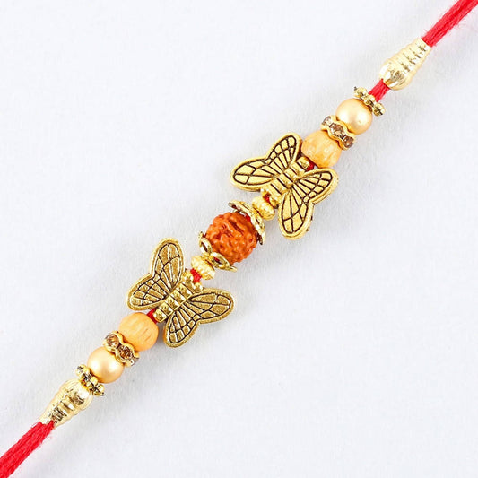 Ethnic Butterfly Rudraksha Rakhi & Soan Papdi | Swadesiicart