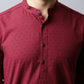 Even Apparels Maroon Color Linen Pure Cotton Men's Kurta With Side Placket (SLD1182) | Swadesiicart