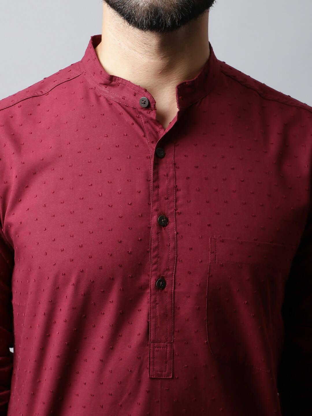 Even Apparels Maroon Color Linen Pure Cotton Men's Kurta With Side Placket (SLD1182) | Swadesiicart