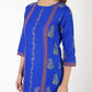 Aniyah Cotton Block Printed Straight Kurta Blue (AN-140K) - Swadesiicart