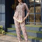 Pink & Beige Rayon Floral Printed Top with Matching Bottom - Eesha - Swadesiicart