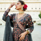 Vaasva Black Chinon Floral Embroidered Angrakha, Pant & Dupatta set | Swadesiicart