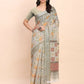 Shree Shyam Fashion Linen Cotton White Saree