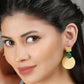 Joban Fashion Women Round Shape Green Stone Matte Gold Earrings | Swadesiicart