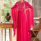 Janasya Pink Georgette Embroidered Dress & Cape | Swadesiicart