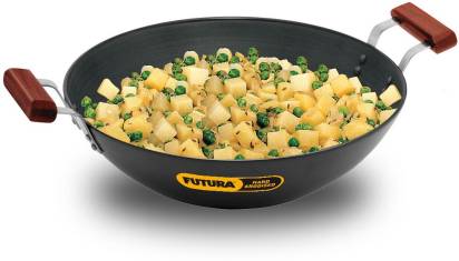 Hawkins Futura Hard Anodised Deep Fry Pan Flat Bottom Kadhai 5 L (AD50) - Swadesiicart