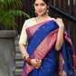 Beatitude Blue Cotton Banarasi Saree | Swadesiicart