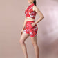 Myshka Women's Multi Printed Shirt Collar Party Top With Shorts Co-ord set - Swadesiicart