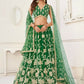 Aastha Fashion Parrot Green Butterfly Net White Cotton Thread Work And Sequence Work Embroidery Wedding Wear Lehenga Choli
